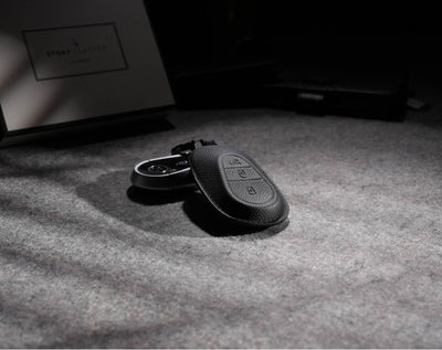 Black Leather Key Cover for Mercedes-Benz Smart Key (Style O3)
