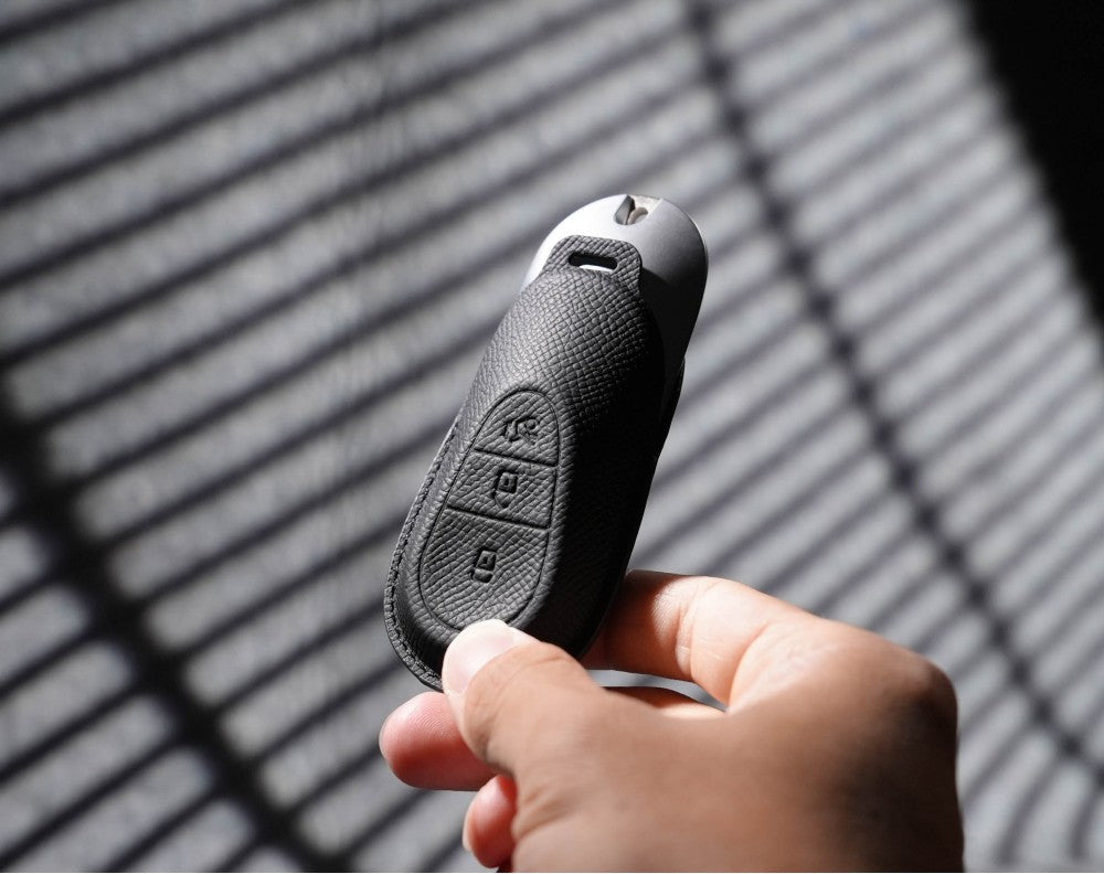 Black Leather Key Cover for Mercedes-Benz Smart Key (Style O3)
