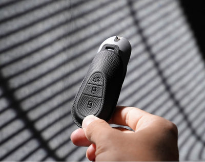 Black Leather Key Cover for Mercedes-Benz Smart Key (Style O3)