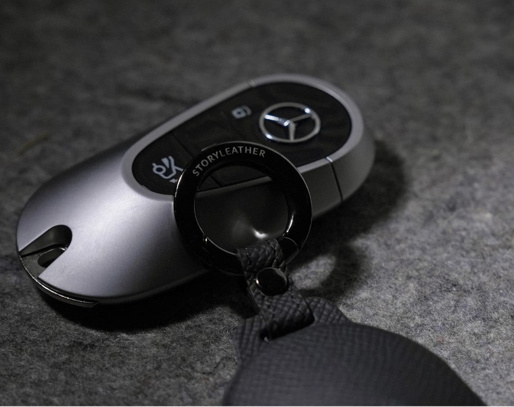 Black Leather Key Cover for Mercedes-Benz Smart Key (Style O3)