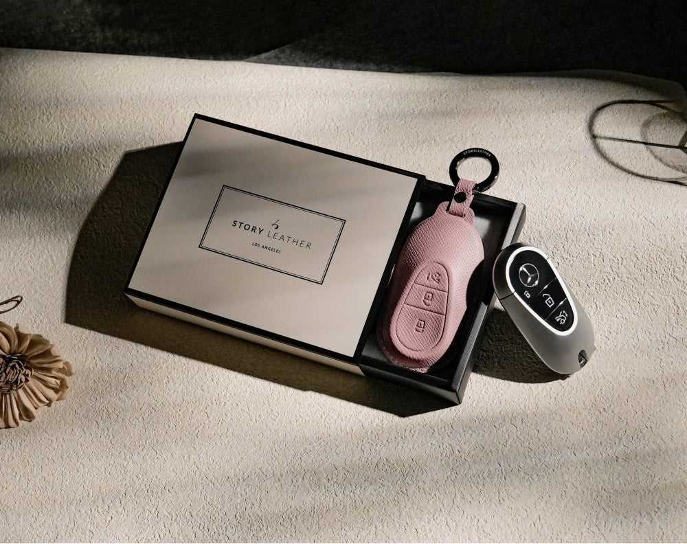 Pink Leather Key Cover for Mercedes-Benz Smart Key (Style O3)
