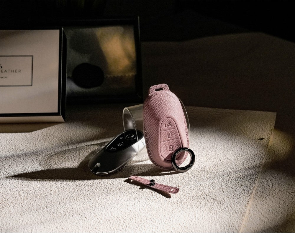 Pink Leather Key Cover for Mercedes-Benz Smart Key (Style O3)