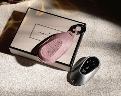 Pink Leather Key Cover for Mercedes-Benz Smart Key (Style O3)