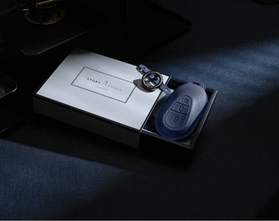 Blue Leather Key Cover for Mercedes-Benz Smart Key (Style O3)