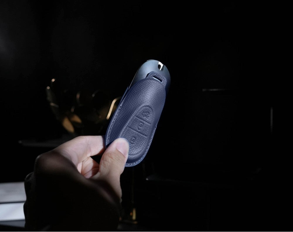 Blue Leather Key Cover for Mercedes-Benz Smart Key (Style O3)