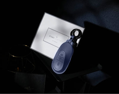 Blue Leather Key Cover for Mercedes-Benz Smart Key (Style O3)