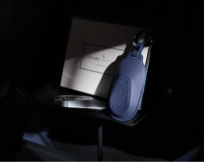 Blue Leather Key Cover for Mercedes-Benz Smart Key (Style O3)