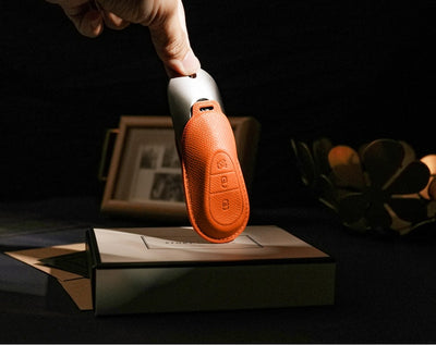 Orange Leather Key Cover for Mercedes-Benz Smart Key (Style O3)