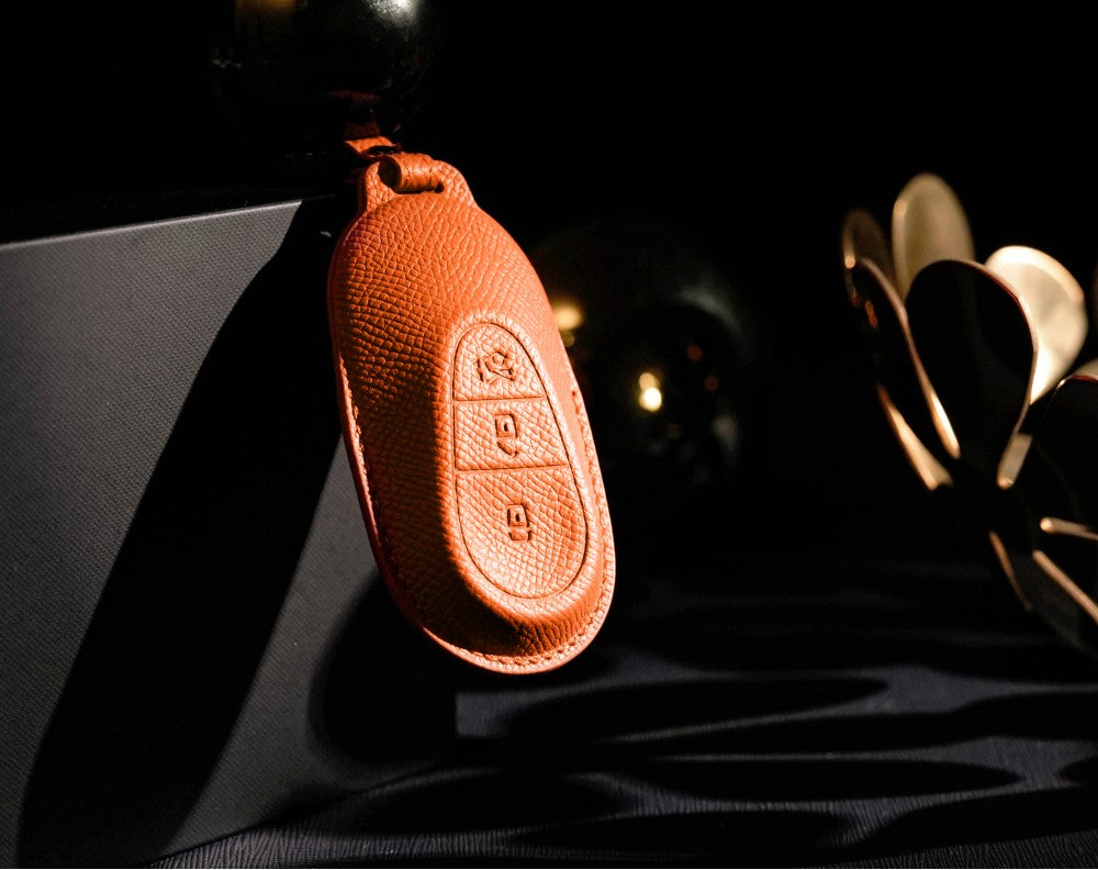 Orange Leather Key Cover for Mercedes-Benz Smart Key (Style O3)