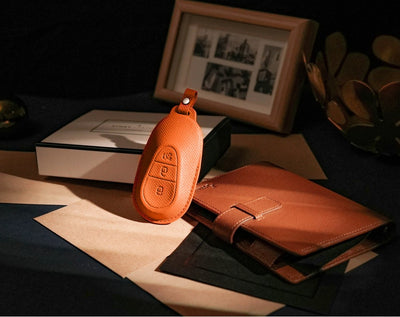 Orange Leather Key Cover for Mercedes-Benz Smart Key (Style O3)