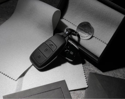 Black Leather Key Cover for Mercedes-Benz Smart Key (Style R3)