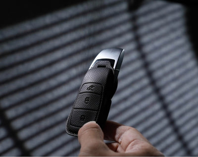 Black Leather Key Cover for Mercedes-Benz Smart Key (Style R3)