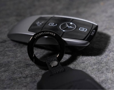 Black Leather Key Cover for Mercedes-Benz Smart Key (Style R3)