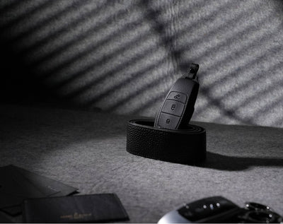 Black Leather Key Cover for Mercedes-Benz Smart Key (Style R3)