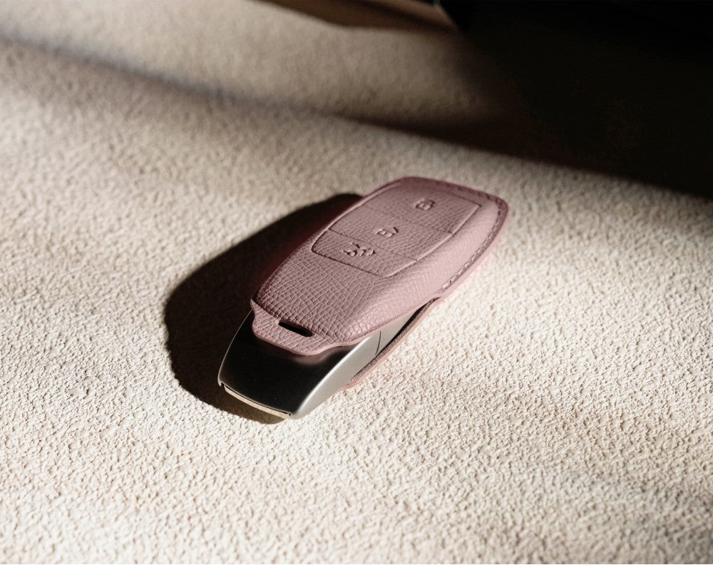 Pink Leather Key Cover for Mercedes-Benz Smart Key (Style R3)