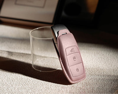 Pink Leather Key Cover for Mercedes-Benz Smart Key (Style R3)