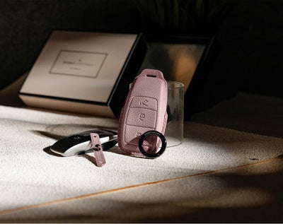 Pink Leather Key Cover for Mercedes-Benz Smart Key (Style R3)
