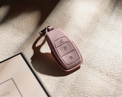 Pink Leather Key Cover for Mercedes-Benz Smart Key (Style R3)
