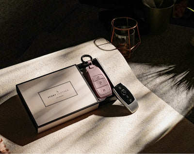 Pink Leather Key Cover for Mercedes-Benz Smart Key (Style R3)