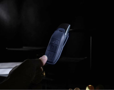 Blue Leather Key Cover for Mercedes-Benz Smart Key (Style R3)