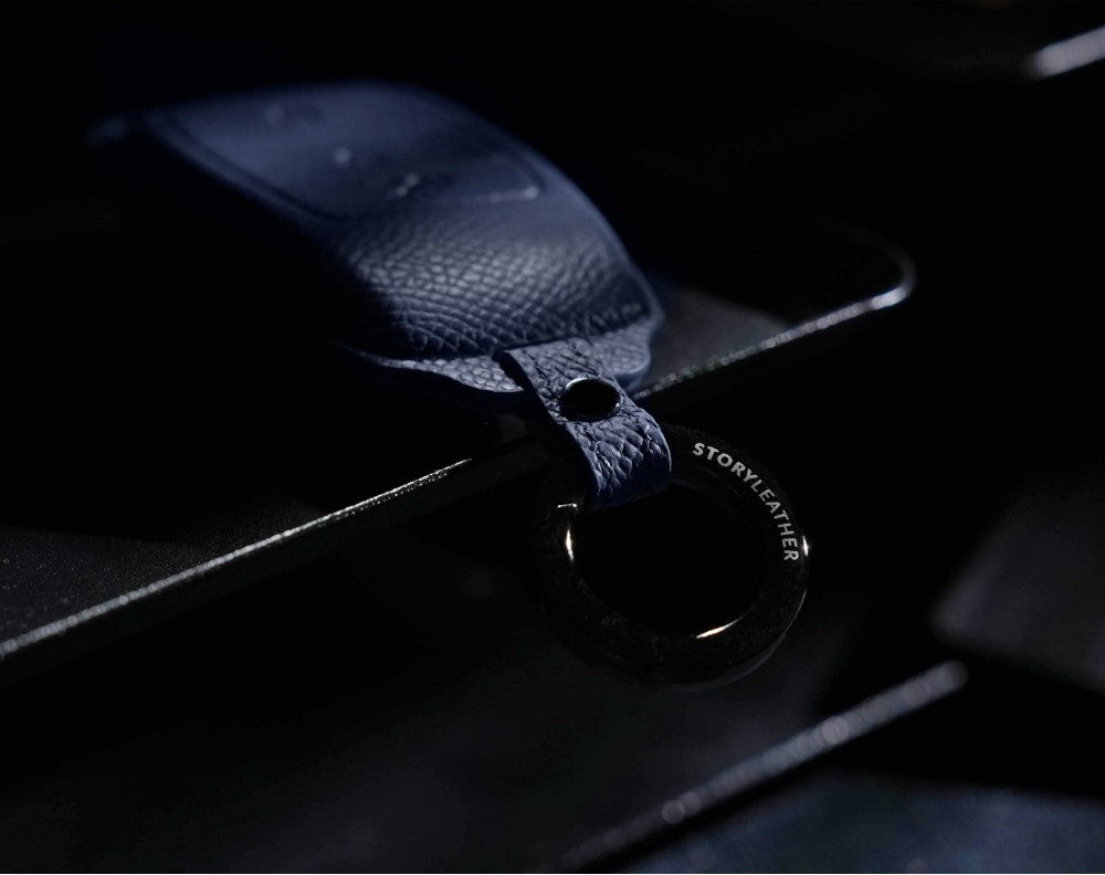 Blue Leather Key Cover for Mercedes-Benz Smart Key (Style R3)