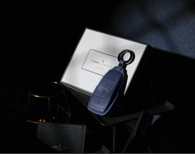 Blue Leather Key Cover for Mercedes-Benz Smart Key (Style R3)