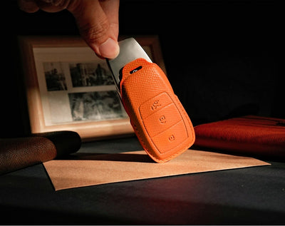 Orange Leather Key Cover for Mercedes-Benz Smart Key (Style R3)