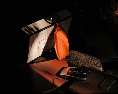 Orange Leather Key Cover for Mercedes-Benz Smart Key (Style R3)