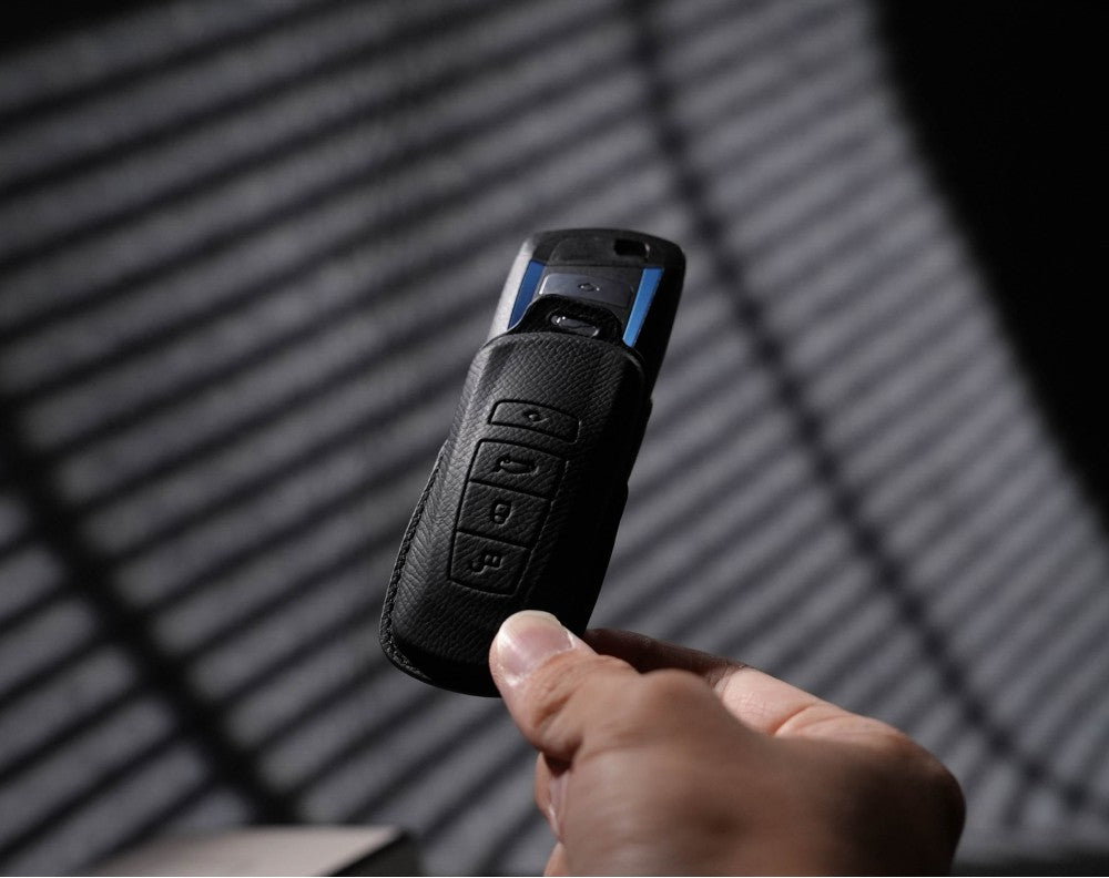 Black Leather Key Cover for BMW Smart Key (Style R4)