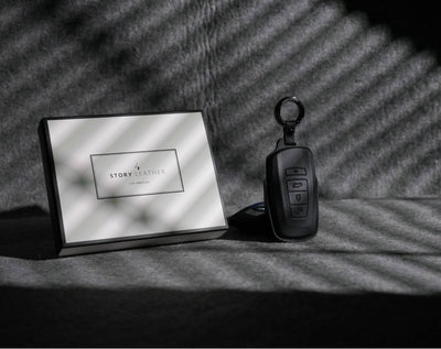 Black Leather Key Cover for BMW Smart Key (Style R4)