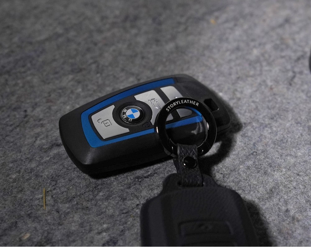 Black Leather Key Cover for BMW Smart Key (Style R4)