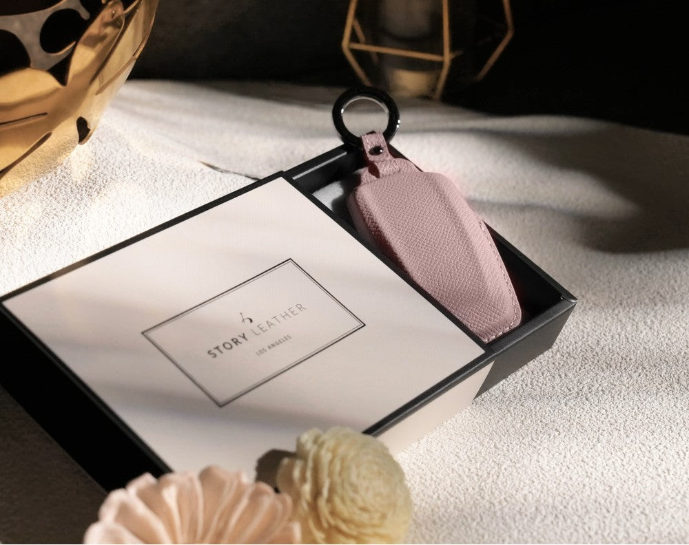 Pink Leather Key Cover for BMW Smart Key (Style R4)