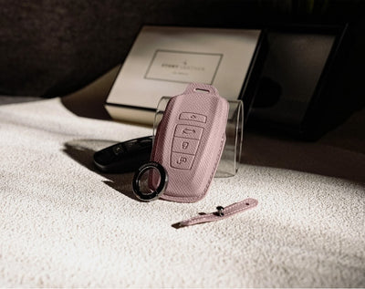 Pink Leather Key Cover for BMW Smart Key (Style R4)