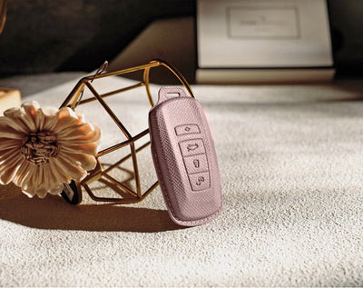 Pink Leather Key Cover for BMW Smart Key (Style R4)