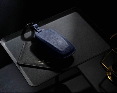 Blue Leather Key Cover for BMW Smart Key (Style R4)