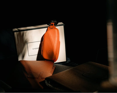 Orange Leather Key Cover for BMW Smart Key (Style S4)