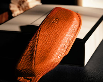 Orange Leather Key Cover for BMW Smart Key (Style S4)
