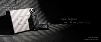 Black Leather Key Cover for BMW Smart Key (Style T4)