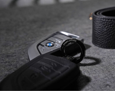 Black Leather Key Cover for BMW Smart Key (Style T4)
