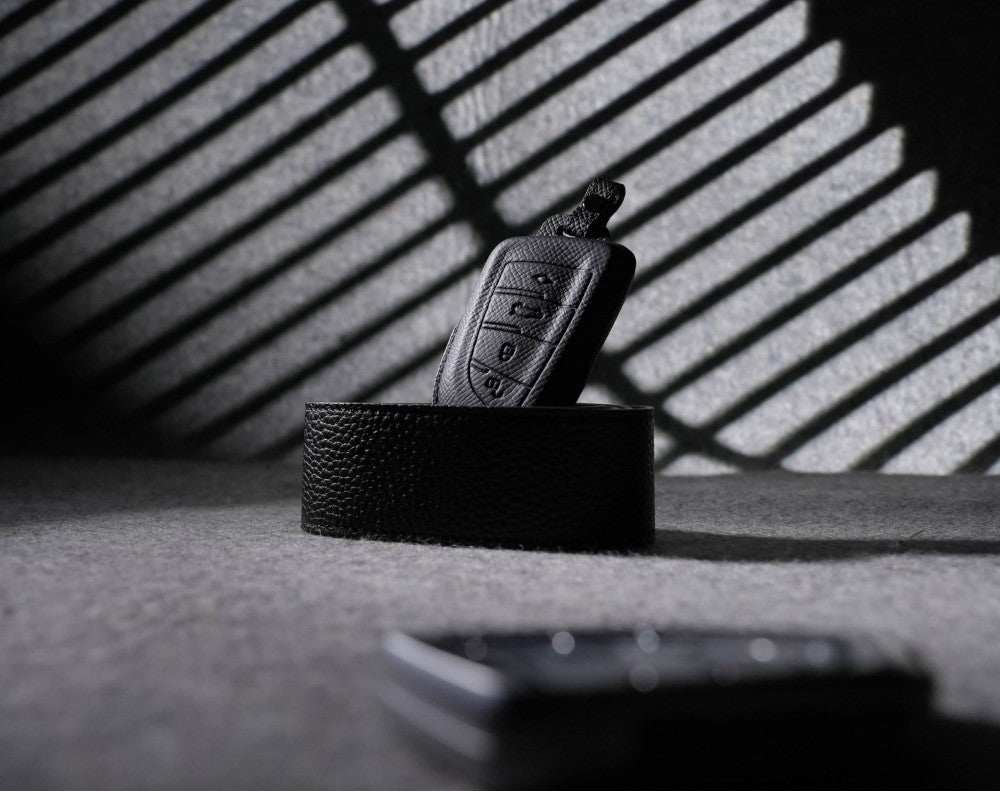 Black Leather Key Cover for BMW Smart Key (Style T4)