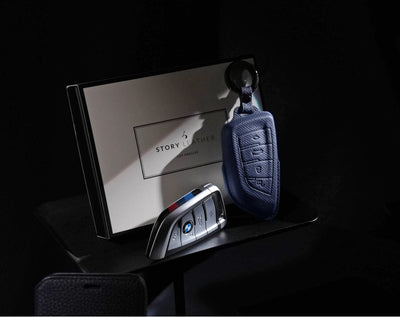 Blue Leather Key Cover for BMW Smart Key (Style T4)
