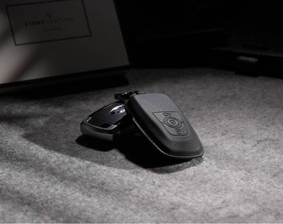Black Leather Key Cover for Ford Smart Key (Style R3)