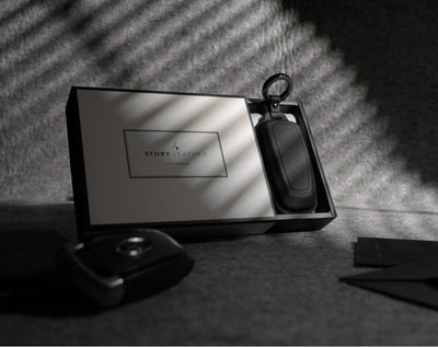 Black Leather Key Cover for Ford Smart Key (Style R3)