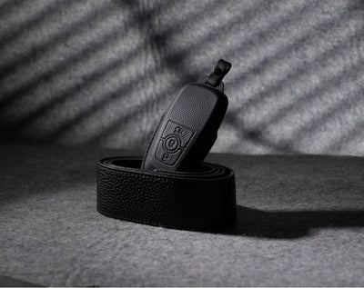 Black Leather Key Cover for Ford Smart Key (Style R3)