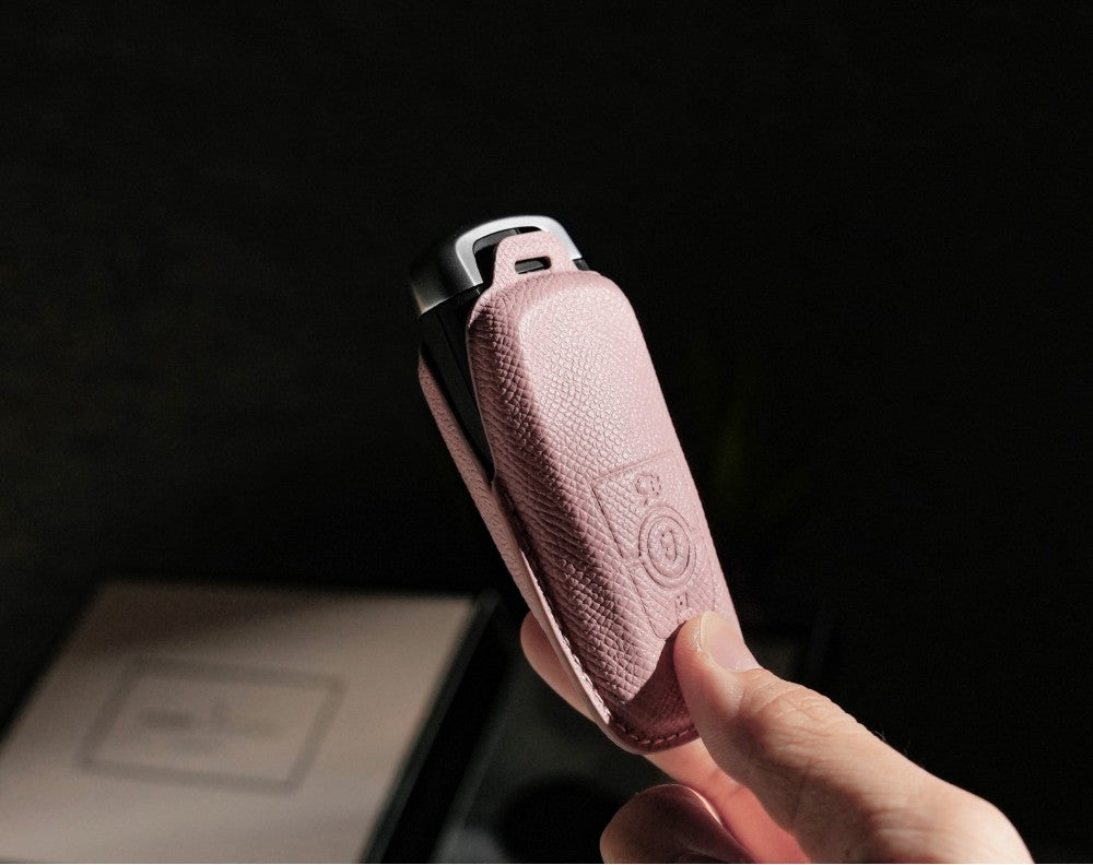 Pink Leather Key Cover for Ford Smart Key (Style R3)