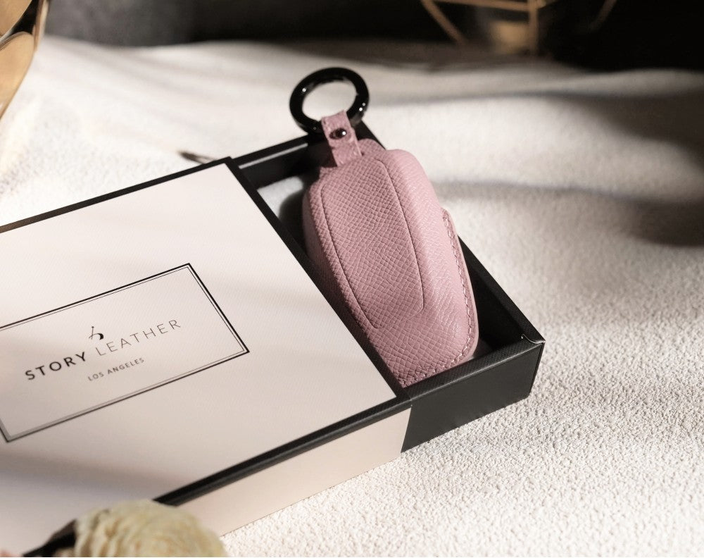 Pink Leather Key Cover for Ford Smart Key (Style R3)
