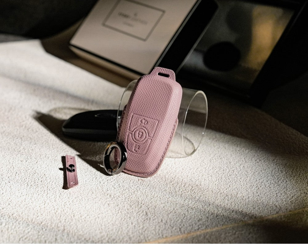 Pink Leather Key Cover for Ford Smart Key (Style R3)