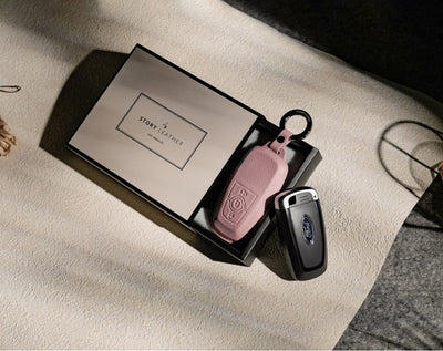 Pink Leather Key Cover for Ford Smart Key (Style R3)