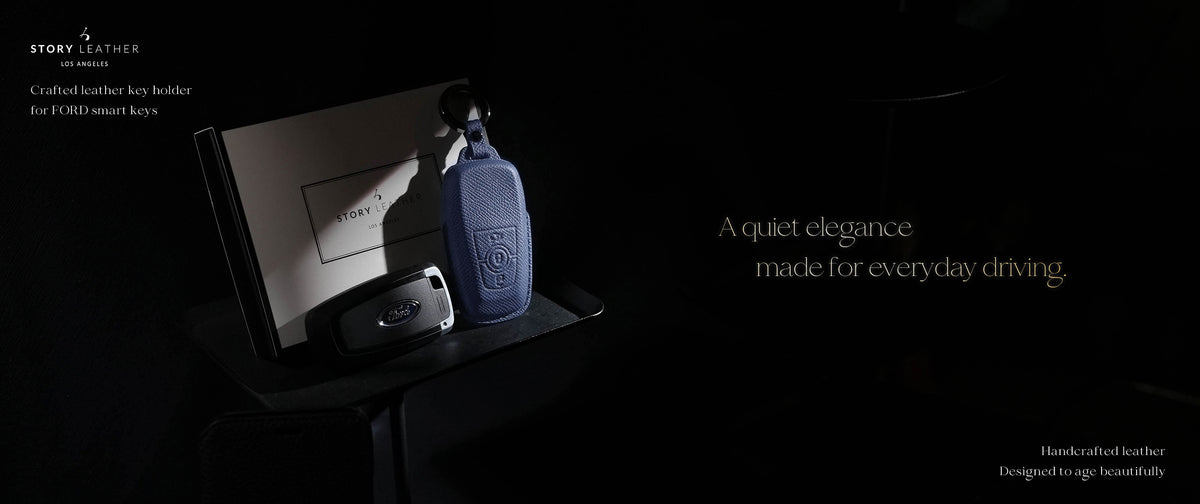 Blue Leather Key Cover for Ford Smart Key (Style R3)