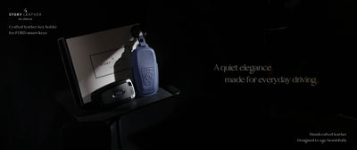Blue Leather Key Cover for Ford Smart Key (Style R3)
